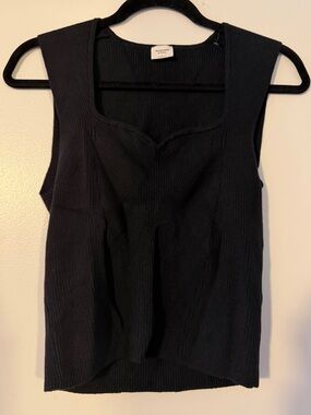 Abercrombie & Fitch Black Ribbed Knit Square Neck Tank